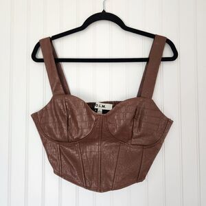 URBAN OUTFITTERS O.L.M. Brown Faux Leather Reptile Texture Bustier size Large